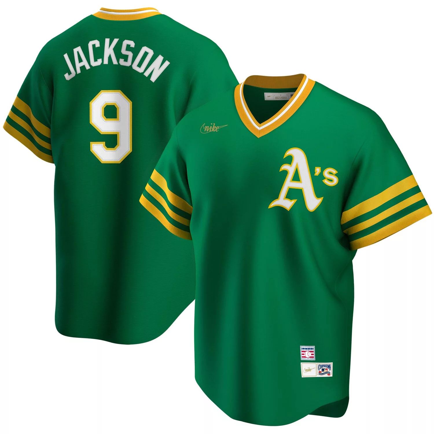 

Мужское джерси игрока Nike Reggie Jackson Kelly Green Oakland Athletics Road Cooperstown Collection