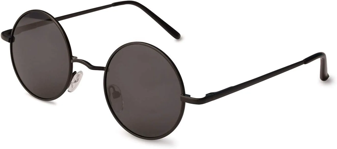 

Ретро круглые поляризованные солнцезащитные очки в стиле хиппи, маленькие круглые солнцезащитные очки в стиле стимпанк TrendyMate, Black Frame/Black Lens