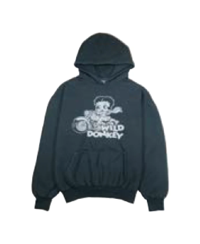 

Худи с логотипом, изготовленное из ворсистого флиса. Wild Donkey, черный