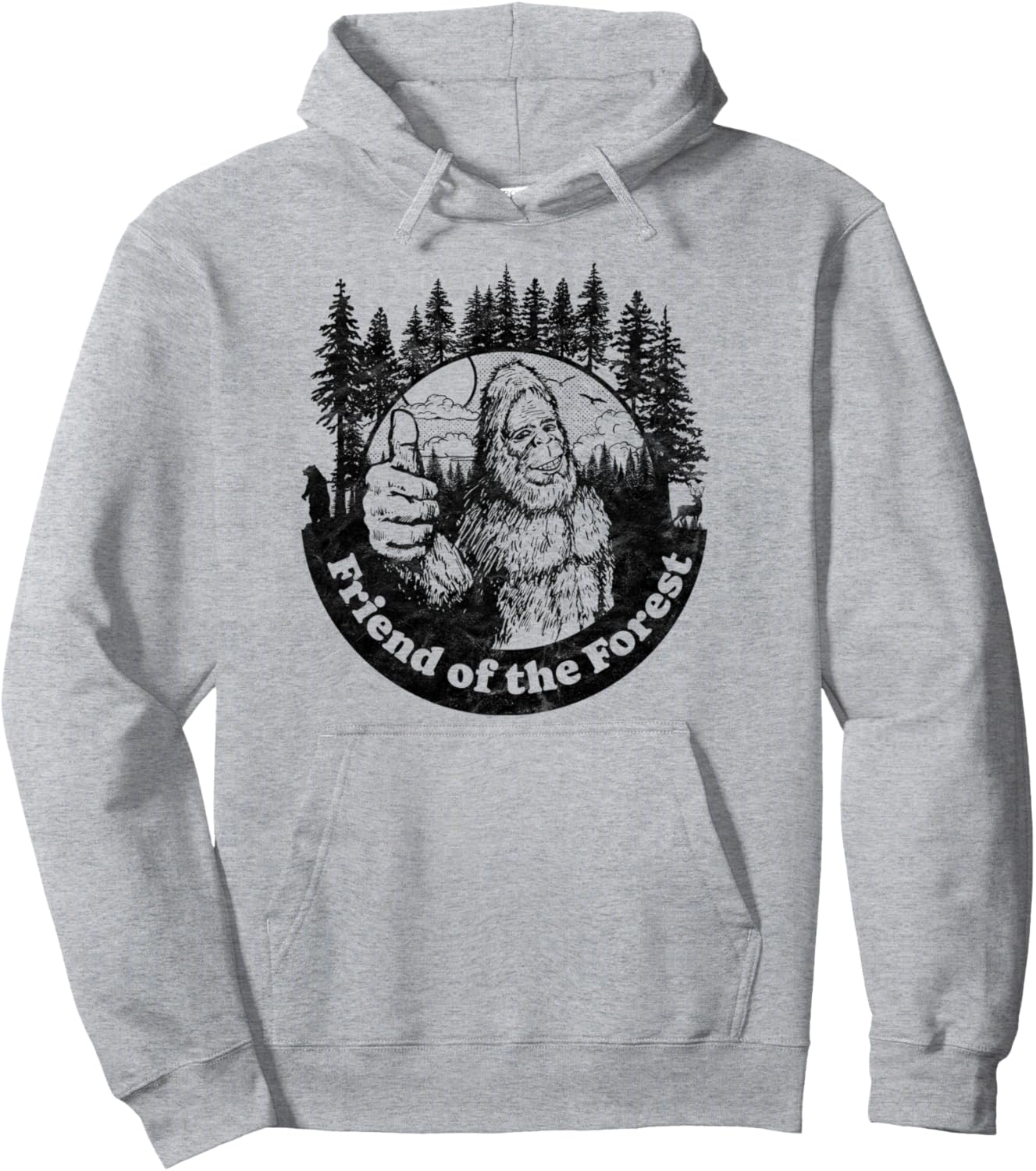 

Забавная толстовка в стиле 80-х с изображением Бигфута, природы и надписью «Палец вверх» Giant Step Design Co., серый