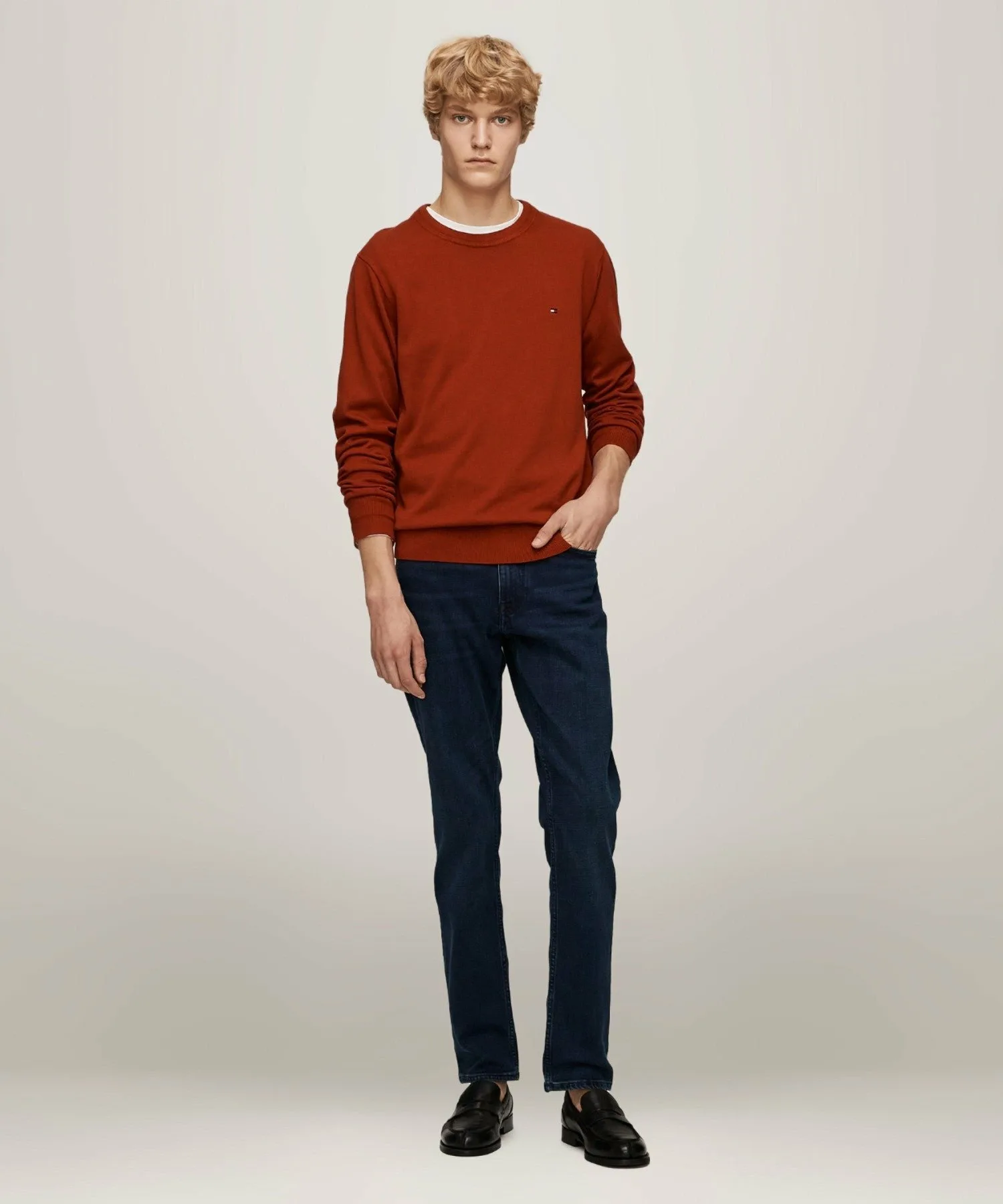 Вязаный свитер с круглым вырезом из смеси хлопка и шелка TOMMY HILFIGER, Red XNN — фото 2