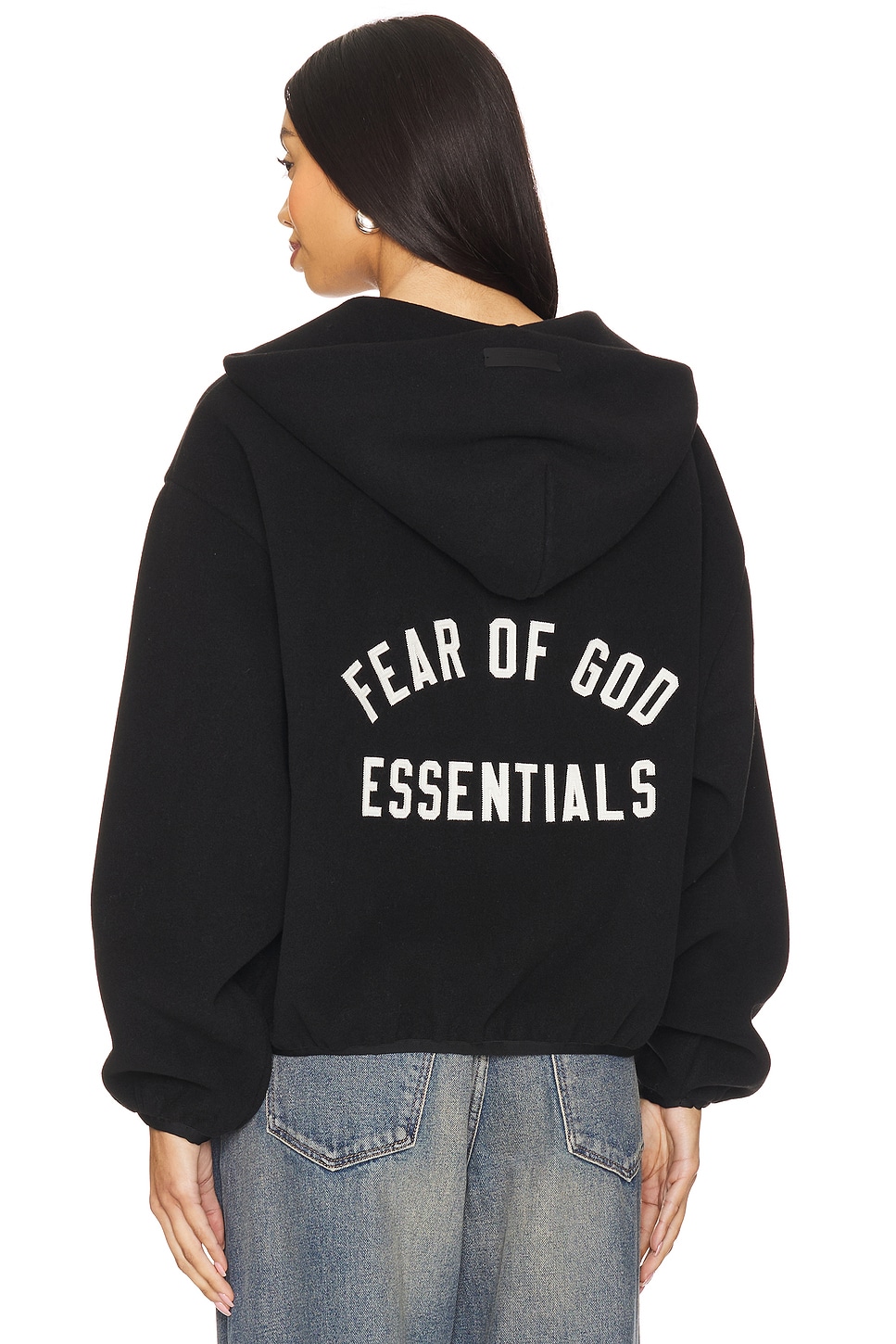 

Куртка-бомбер с капюшоном и мягкой фактурой Fear Of God Essentials, black