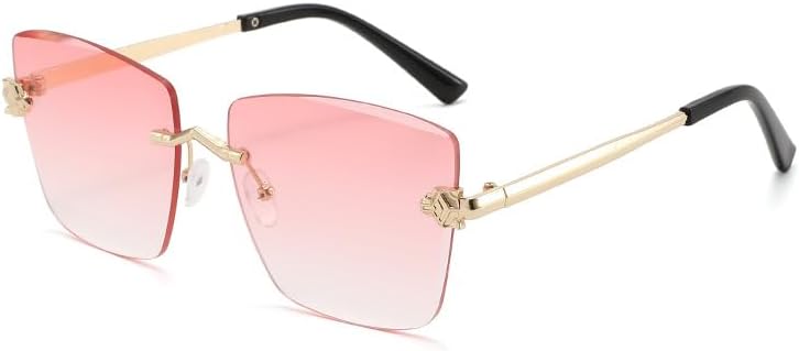 

Солнцезащитные очки для мужчин и женщин - защита UV400 - увеличенные градиентные линзы, металлические петли, подходят для занятий спортом на открытом воздухе и вождения QWBSER, Golden Pink