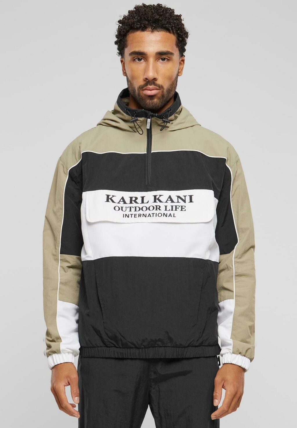 

Куртка межсезонная Retro Windbreaker Karl Kani, цвет olive blk wht