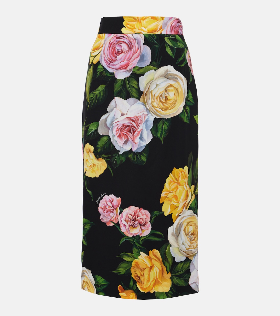 

Юбка миди из шелкового шифона с цветочным принтом Dolce&Gabbana, Peonie/Rose F.Nero
