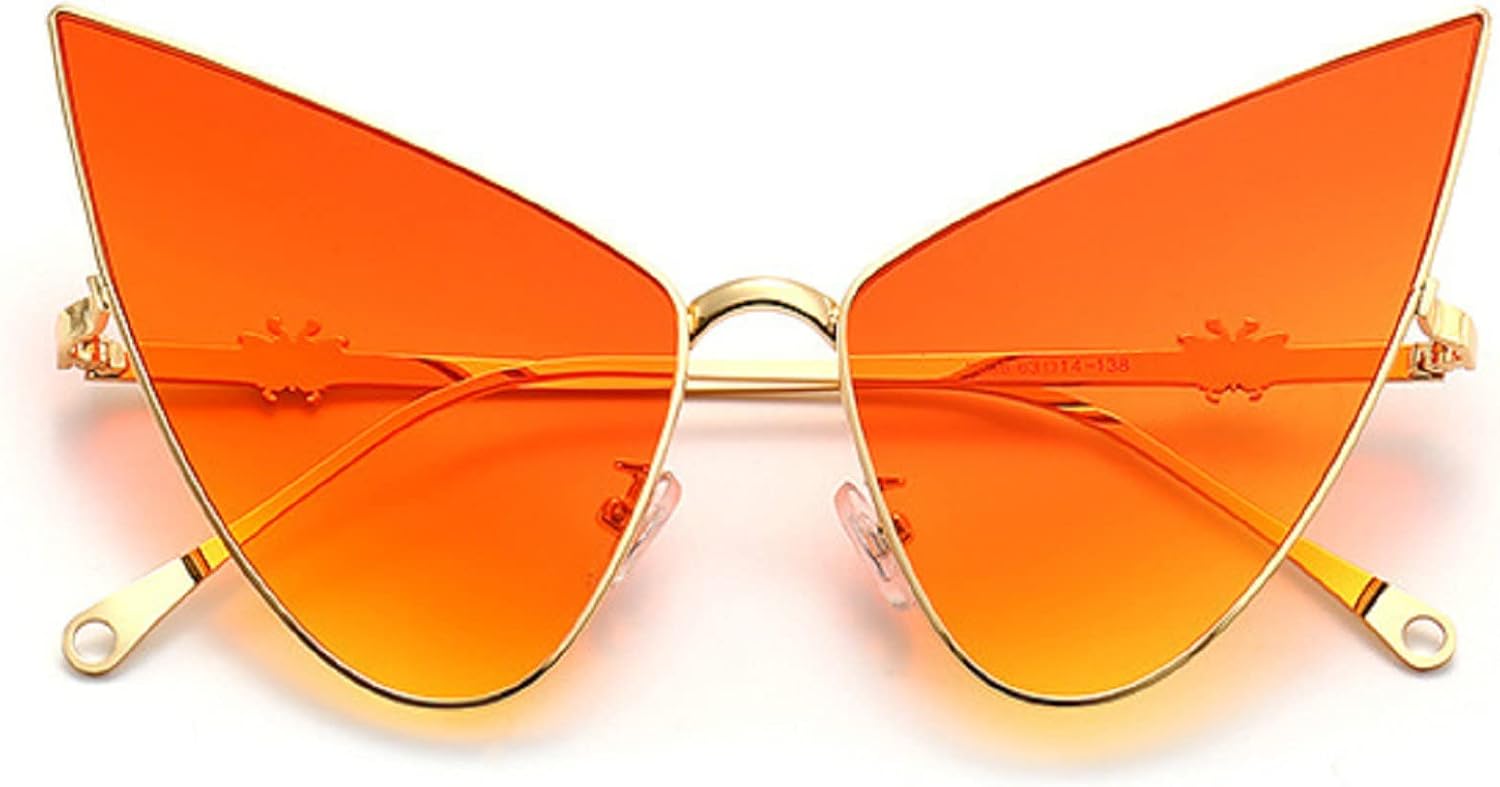 

Треугольные солнцезащитные очки для женщин, большие солнцезащитные очки «кошачий глаз», остроконечные очки для мужчин, очки для вечеринок и выпускных, очки в стиле Y2K mincl, Orange