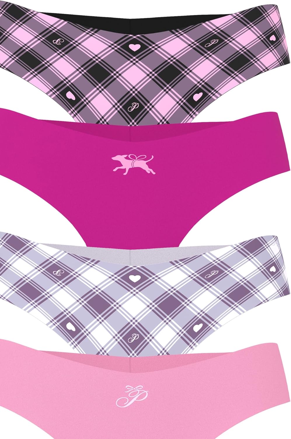 Комплект трусов Victoria's Secret PINK Women's No Show Thong Underwear, 5 предметов, мультиколор — фото 4