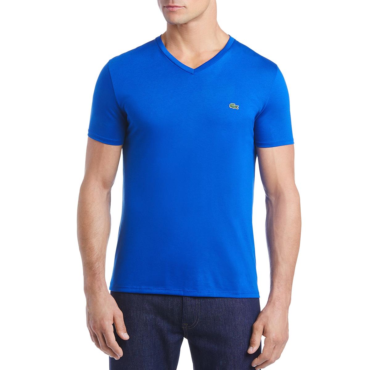 

Мужская хлопковая футболка с ребристой отделкой Lacoste, темно-синий
