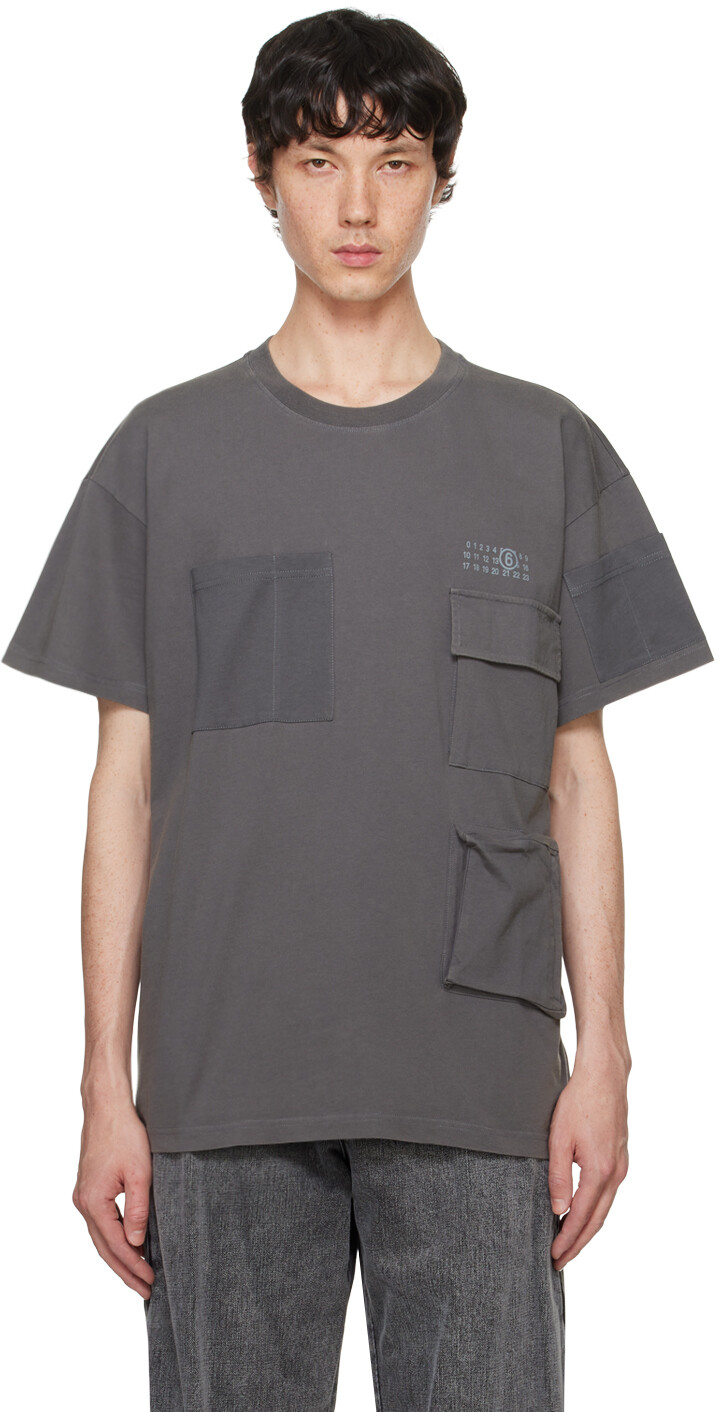 

Футболка с серыми карманами MM6 Maison Margiela
