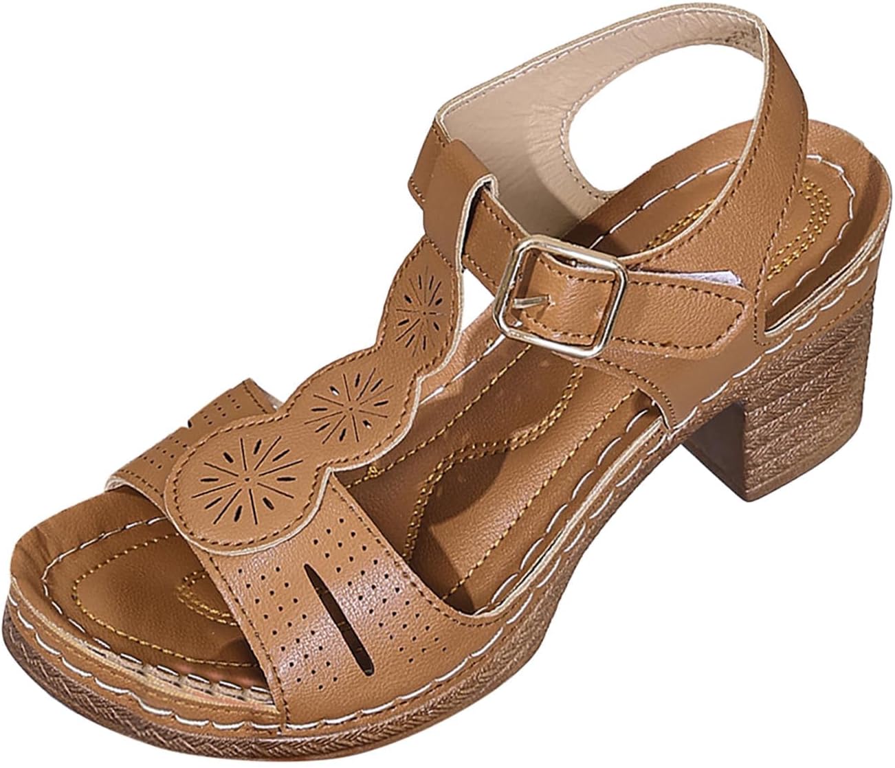 

Женские туфли на невысоком грубом каблуке, с открытым носком, с задником на ремешке, с устойчивым клиновидным каблуком, с квадратным открытым носком, с ремешком на щиколотке, нескользящие сандалии, повседневные, для вечеринок и свадеб Toumov, ко...