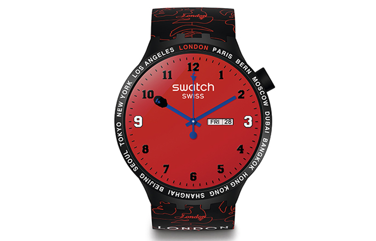 

Унисекс часы Bape 47mm красные SWATCH