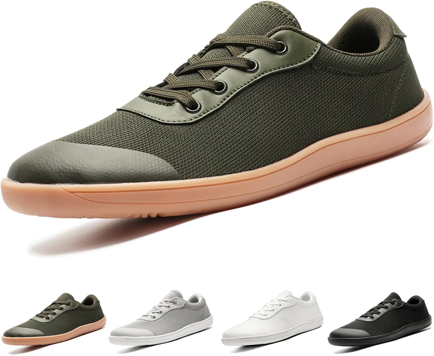 

Мужские кроссовки с широкой носочной частью для босоногого бега, повседневные, легкие, с нулевым падением подошвы, для ходьбы, трейла и зала, минималистичные тренировочные кроссовки Ptnoka, зеленый