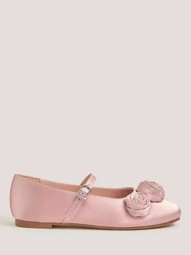 Детские атласные балетки Rosette, розовые Monsoon