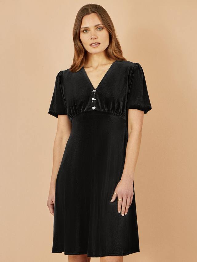 

Платье из бархата с бантом diamante Yumi, Black