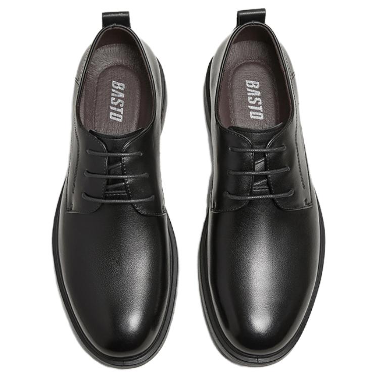 Повседневные кожаные туфли мужские Low top BASTO, черный — фото 4