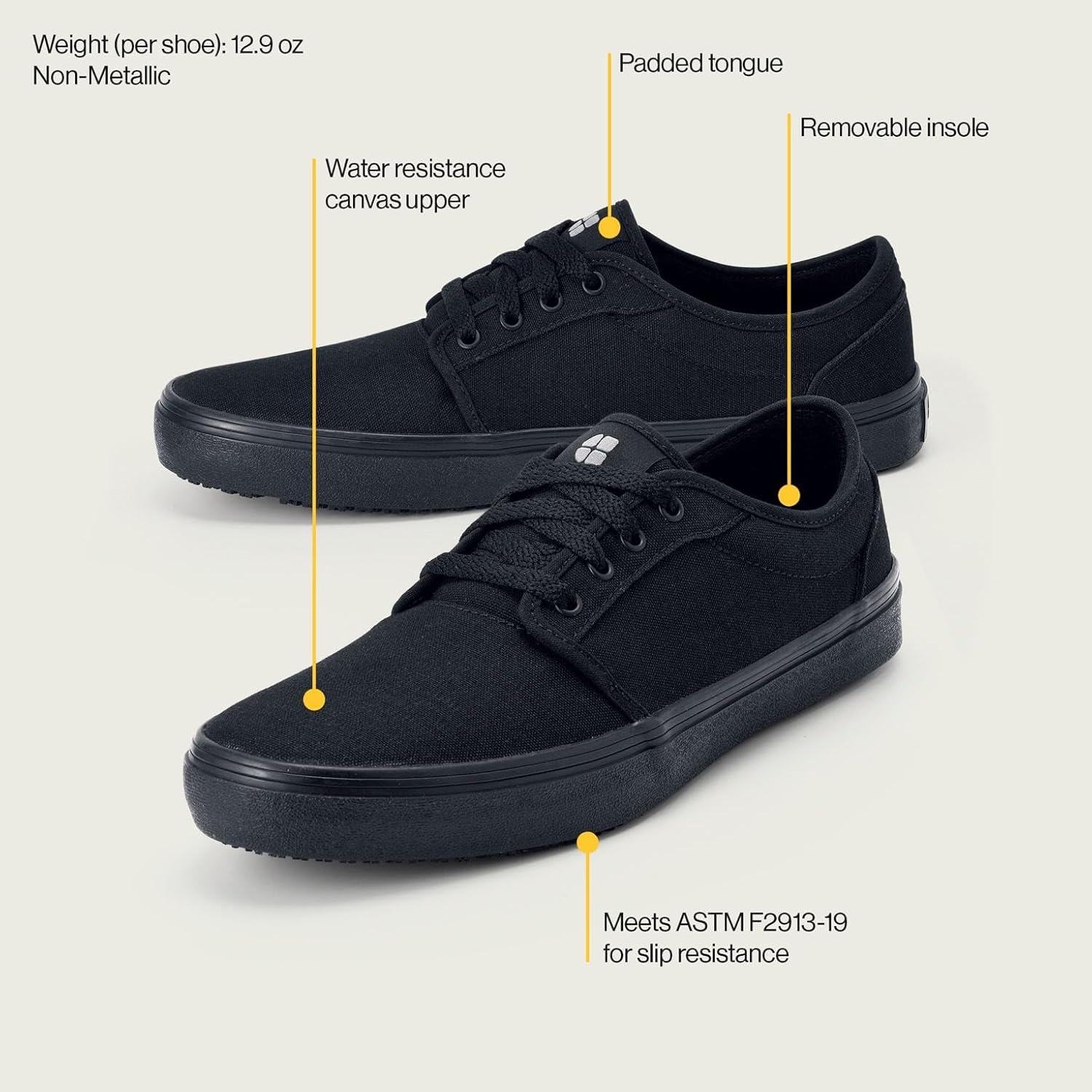 Кроссовки для работы Shoes for Crews универсальные, противоскользящие - удобная, нескользкая обувь для мужчин и женщин в сфере гостеприимства, розничной торговли, общественного питания и других областях - Merlin, черный — фото 3