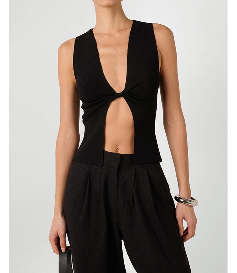 

Женская майка с перекрученным передом и свободным кроем WeWoreWhat, Black