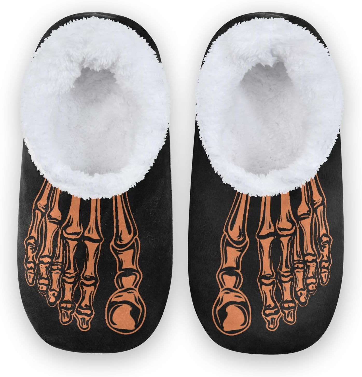 

Домашние зимние тапочки DOMIKING с рисунком скелета, пушистой нескользящей мягкой подошвой, уютные домашние тапочки для мужчин и женщин. Подходят как мужчинам, так и женщинам, оранжевый