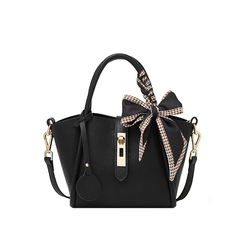 

FOXER Кожаная сумка ведро через плечо средний женский матча зеленый абрикос, Black