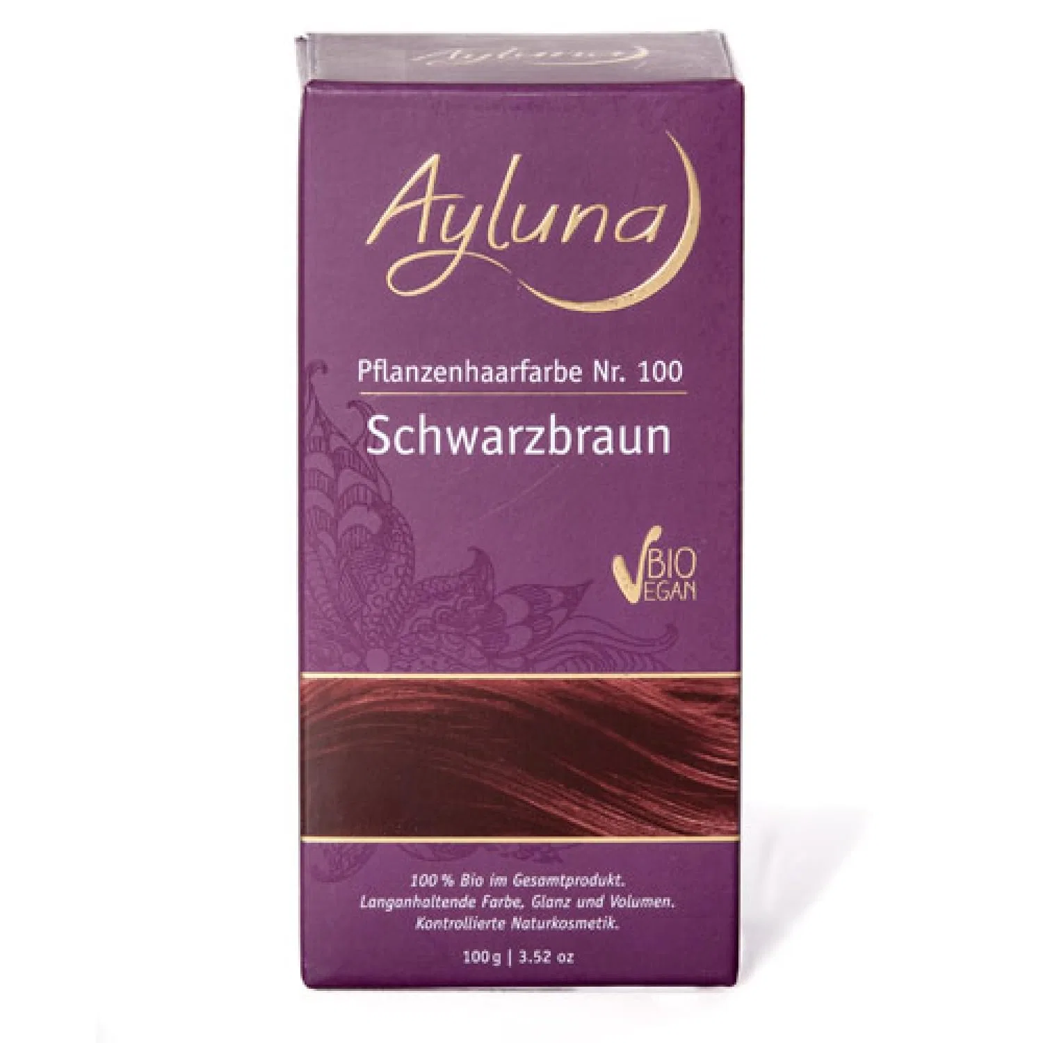Растительная краска для волос «AyLuna» черно-коричневая Ayluna