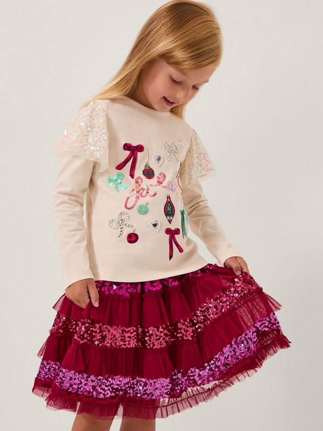 

Детский праздничный топ Fa La La с декором Monsoon, Ivory