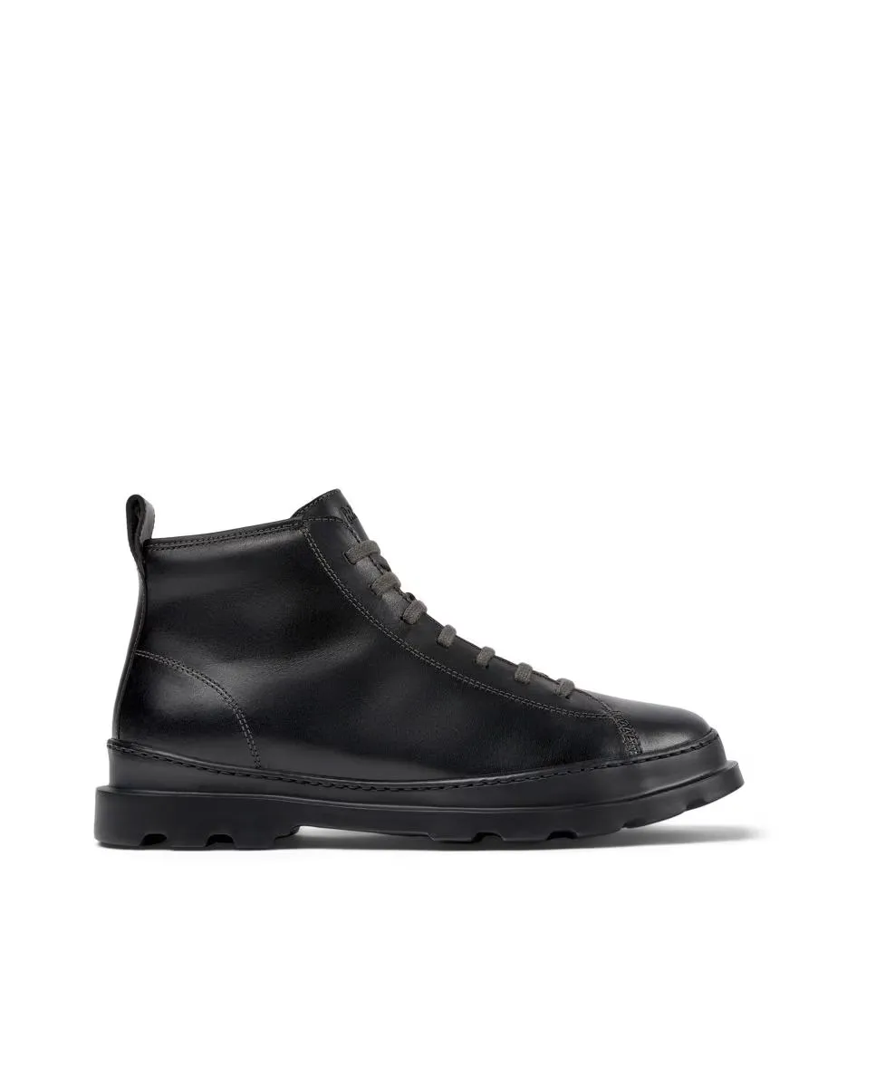 

Мужские кожаные ботинки на шнуровке черного цвета Camper, чёрный