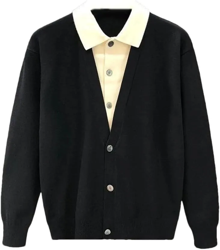 

Мужской свитер для бизнес-кэжуал с отложным воротником и длинными рукавами