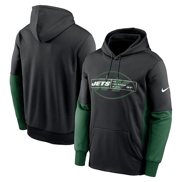 Мужская черная толстовка с капюшоном New York Jets Color Block Fleece Performance Nike — фото 2