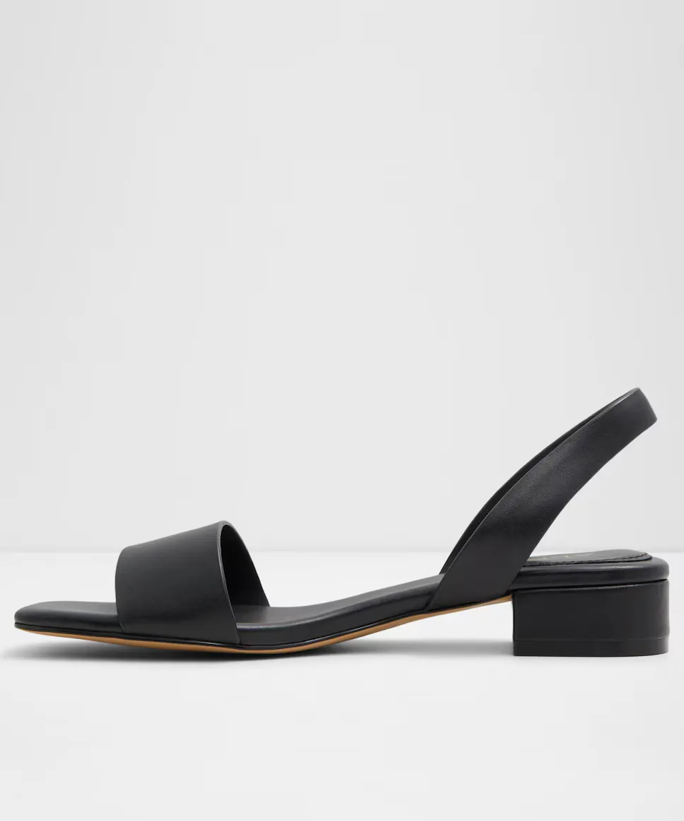 Женские кожаные босоножки на плоской подошве с квадратным носком Aldo, черный — фото 3