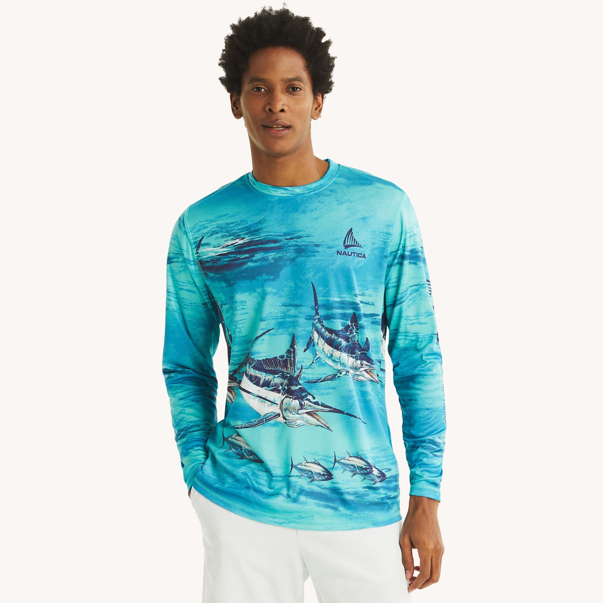 

Nautica Мужская рубашка Nautica Otf с длинным рукавом Upf 50+, цвет ice blue