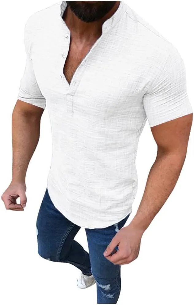 Мужская льняная рубашка-поло slim fit с 4-way stretch и охлаждающим эффектом