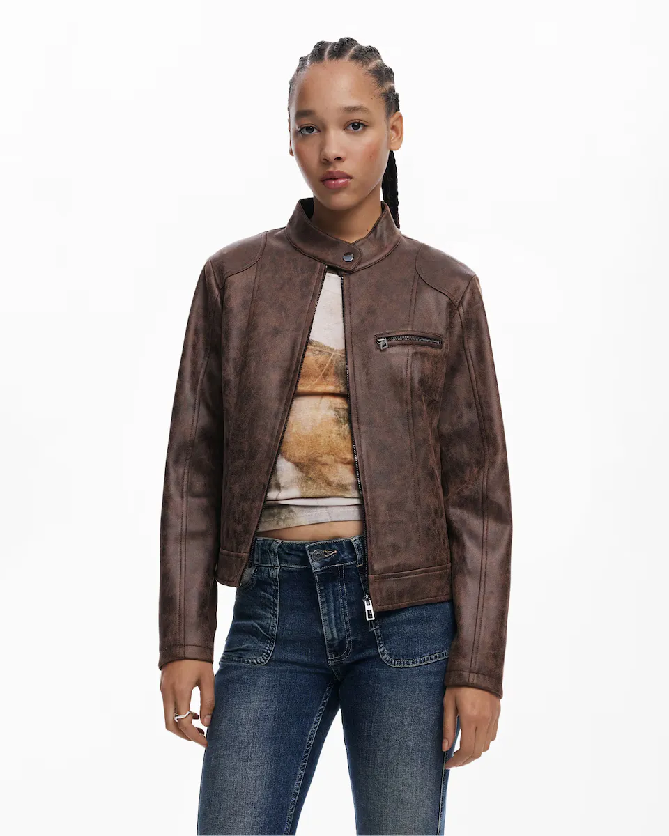 

Женская куртка с мандариновым воротником Desigual, коричневый