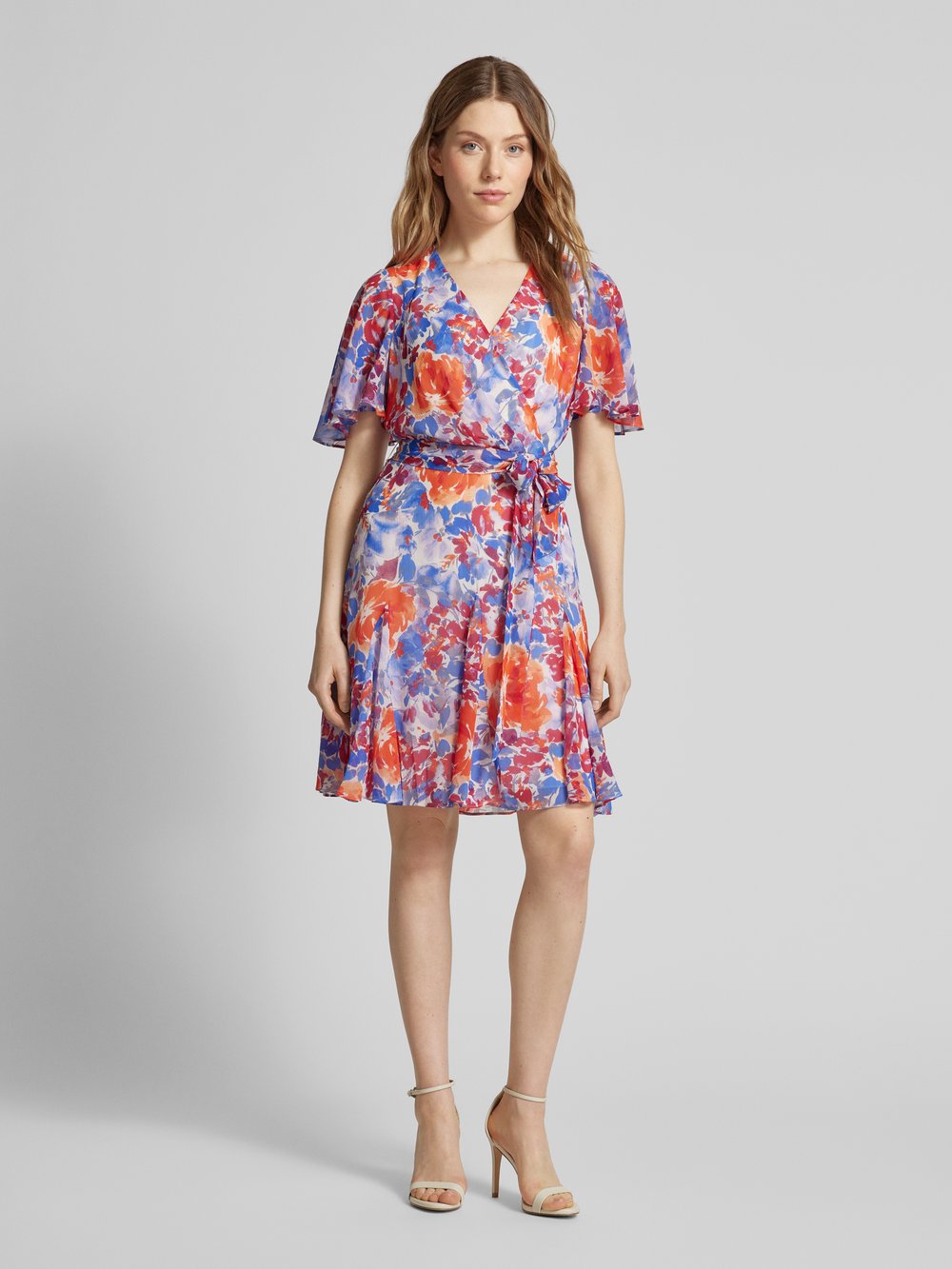 

Мини-платье с V-образным вырезом Lauren Ralph Lauren, красный