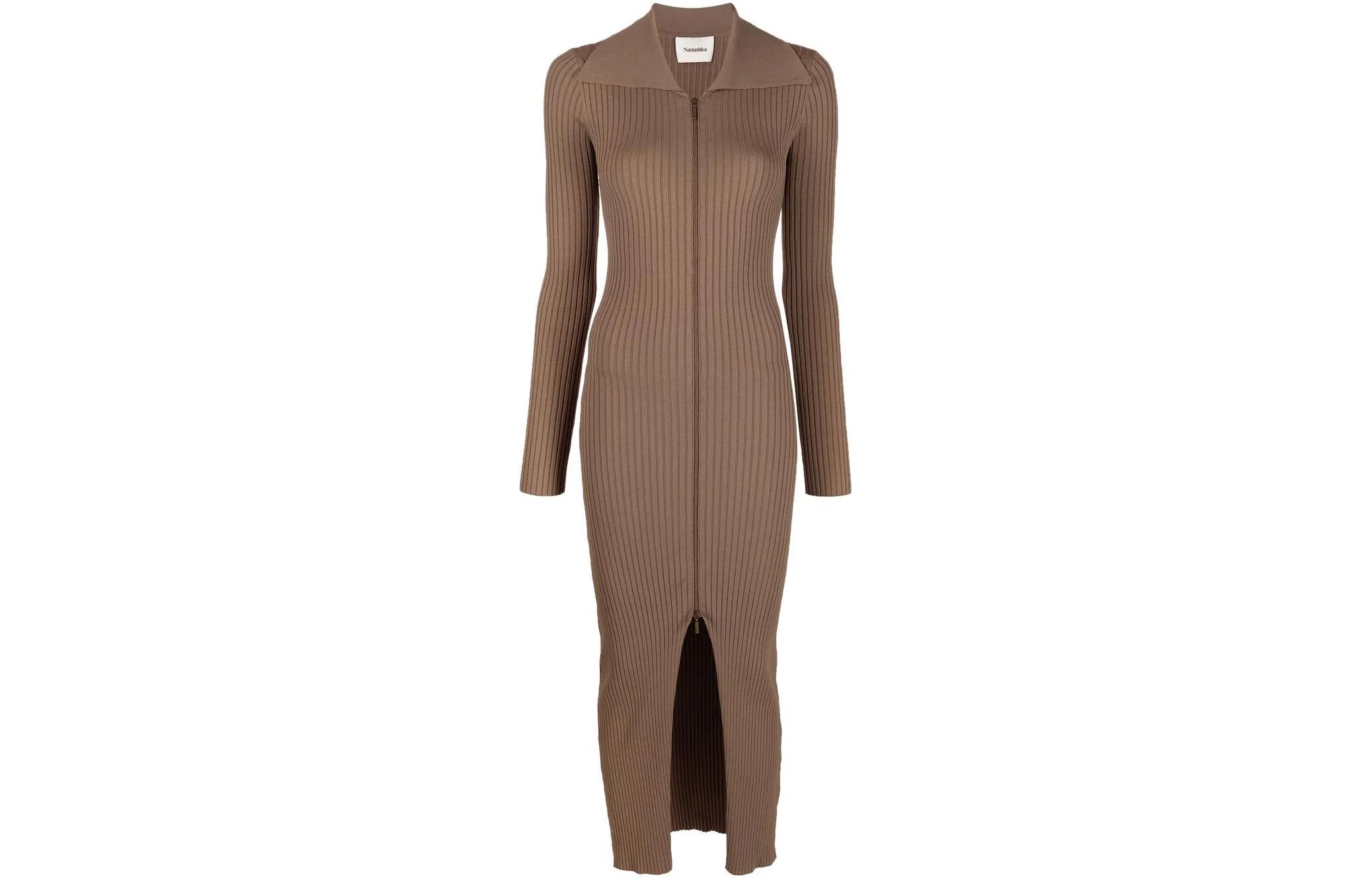 

Риб-коттон Платье на молке NANUSHKA, Коричневый