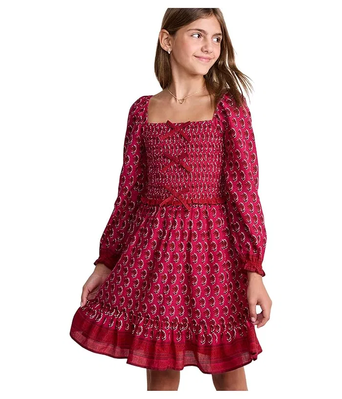 Платье с оборками Lena Vineyard Vines Kids, Poinsettia Blockpink — фото 3