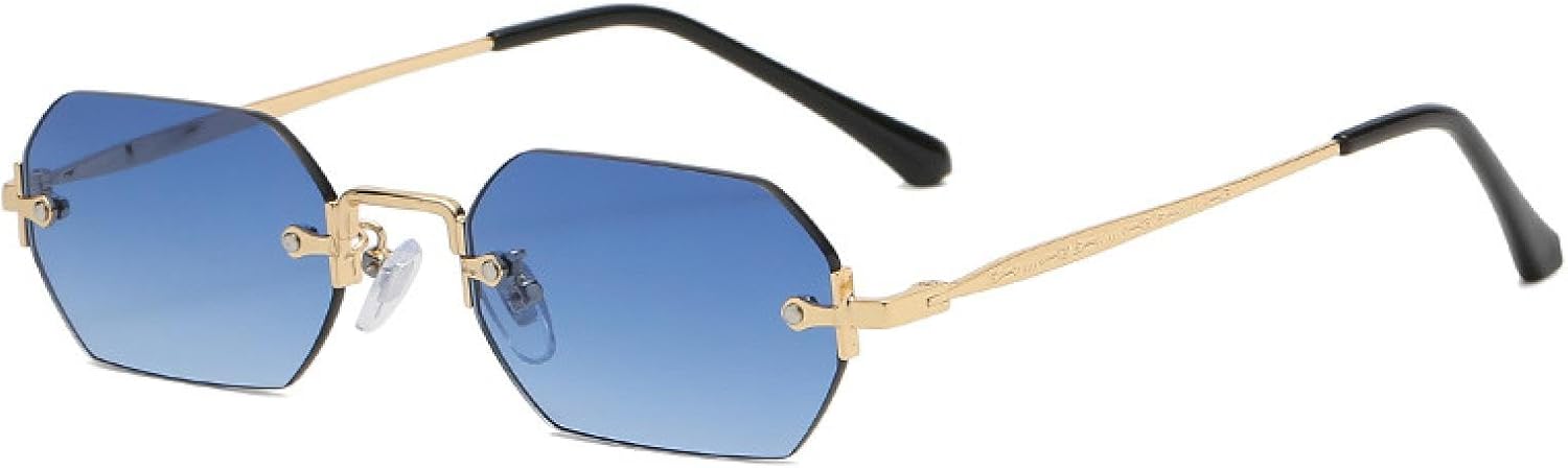 

Солнцезащитные очки с защитой от УФ-излучения UV400 | Без оправы, маленькая оправа | Для женщин и мужчин, для занятий спортом на открытом воздухе и вождения DSVIGF, Blue