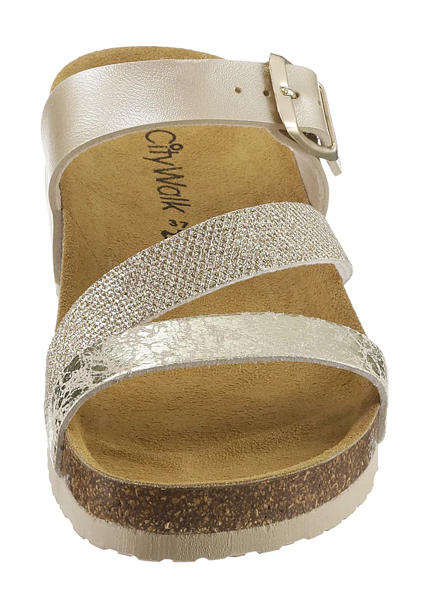 Aniston ОБУВЬ Мюли, танкетка, летние туфли, тапочки с пряжкой Aniston Shoes, цвет Goldfarben — фото 4