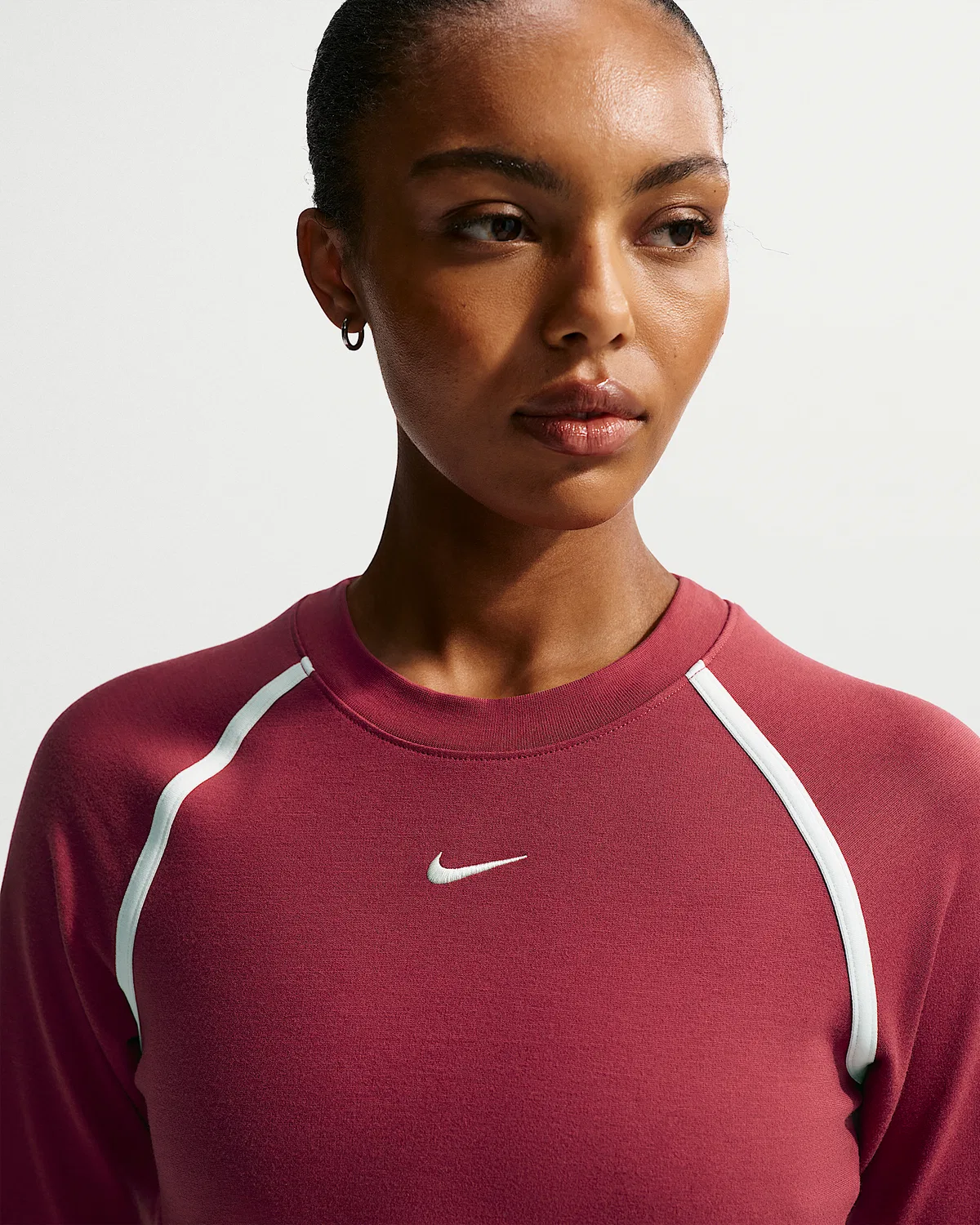Женский облегающий топ с длинным рукавом Nike Sportswear, Team Crimson/Team Crimson/Chalk/Chalk — фото 3