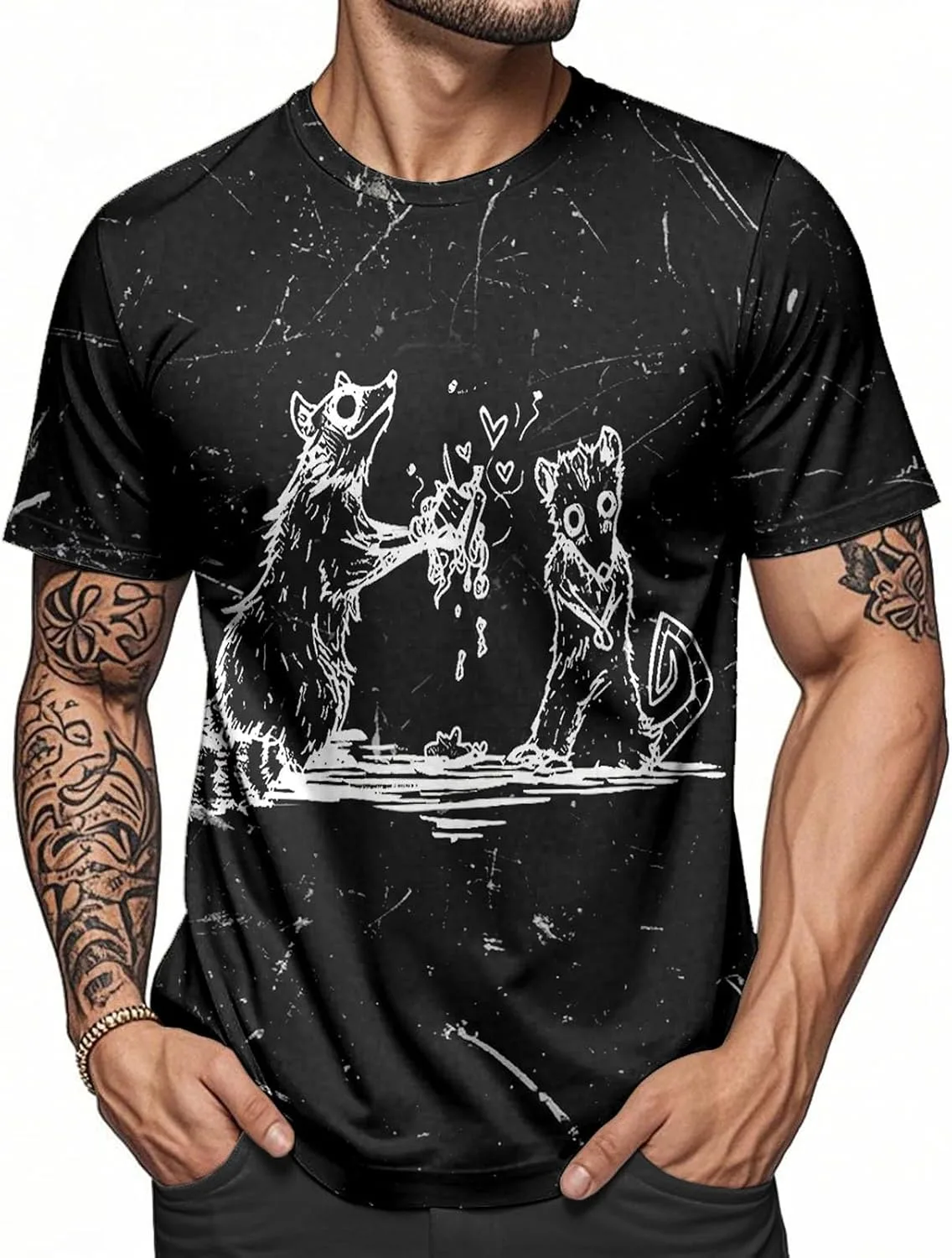 

Футболка с принтом енота для мужчин — смешная модель с коротким рукавом