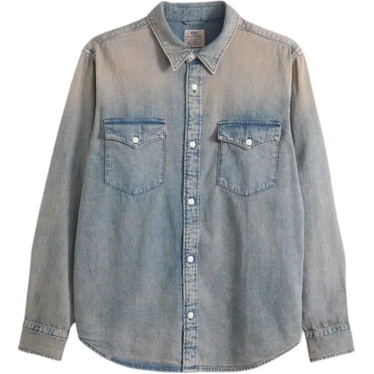 Рубашка мужская Blue Gray, острый воротник, деним Levis