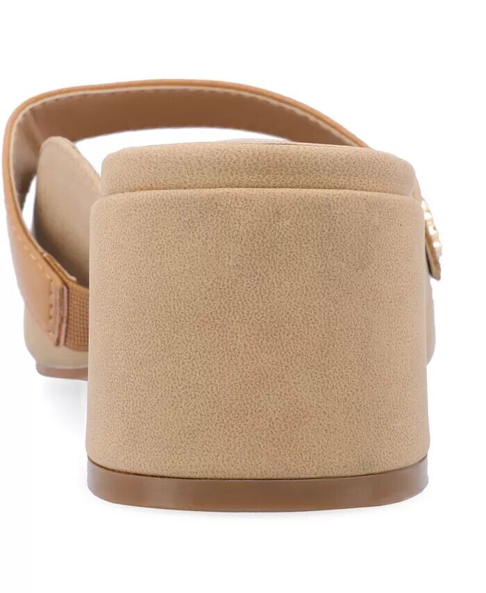 Женские мюли Dalla Block Heel Mary Jane Journee Collection, коричневый/бежевый — фото 3