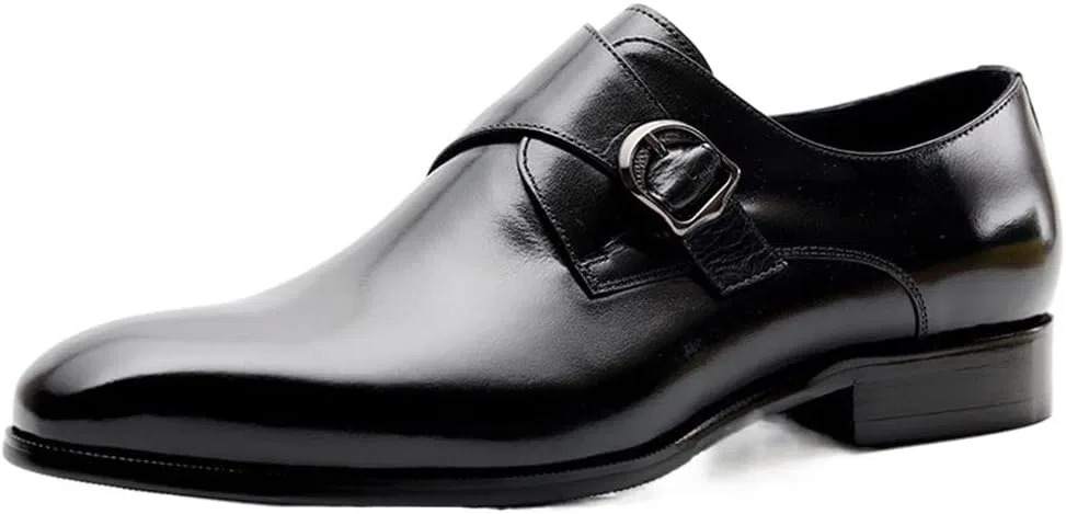 Туфли Kleid Oxford für Männer an Mönchsgurt gegen Zehenblockblockabsatz Nicht -Slip -Repellent Arbeiten Generic, Schwarz