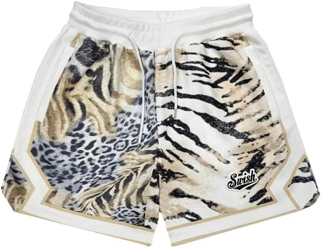 Шорты спортивные с принтом Tiger Leopard, Animal Print