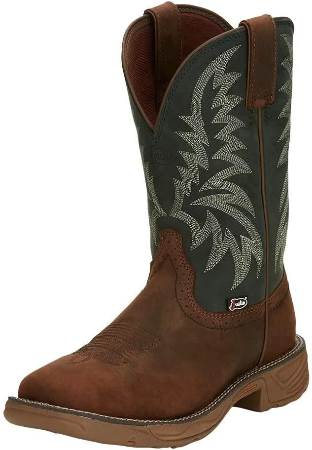 Мужские рабочие ботинки Justin Boot Company, цвет орехово-коричневый, с верха из водяного буйвола, размер 11, лесной зеленый — фото 2