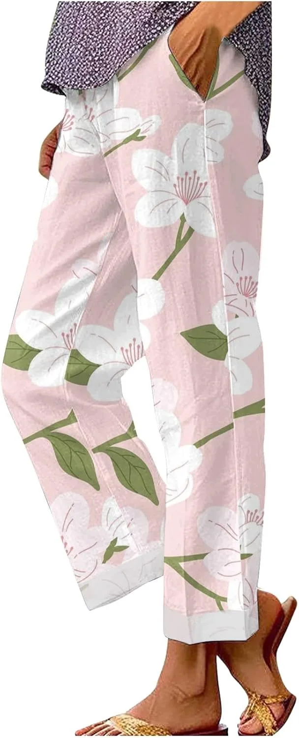 

Льняные брюки женские 2024, хлопок и лен, casual, широкие, свободные LCMTWX