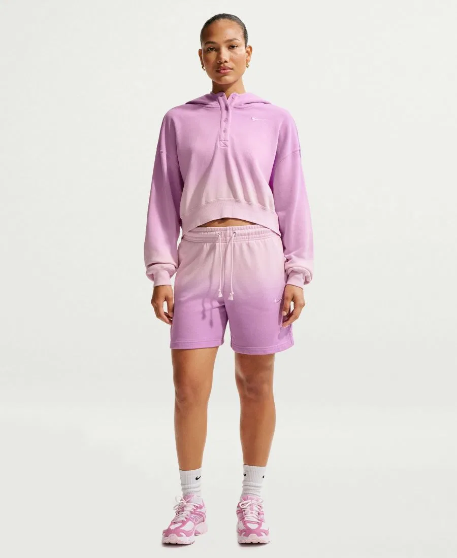 Женская спортивная толстовка Phoenix Flee Oversized Henley Hoodie Nike, Pink Foam/Lt Magenta/Lt Magenta