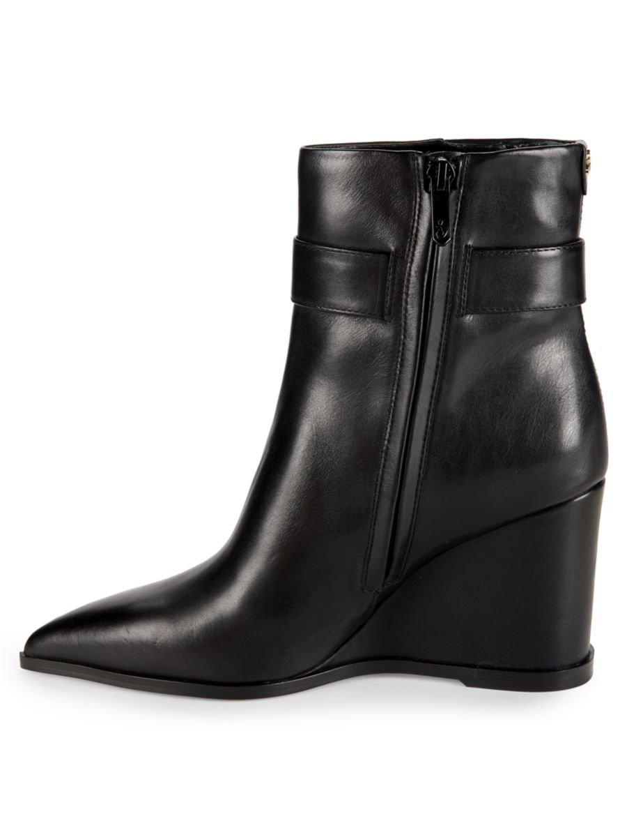Ботильоны Weslie из кожи на танкетке Sam Edelman, черный — фото 4