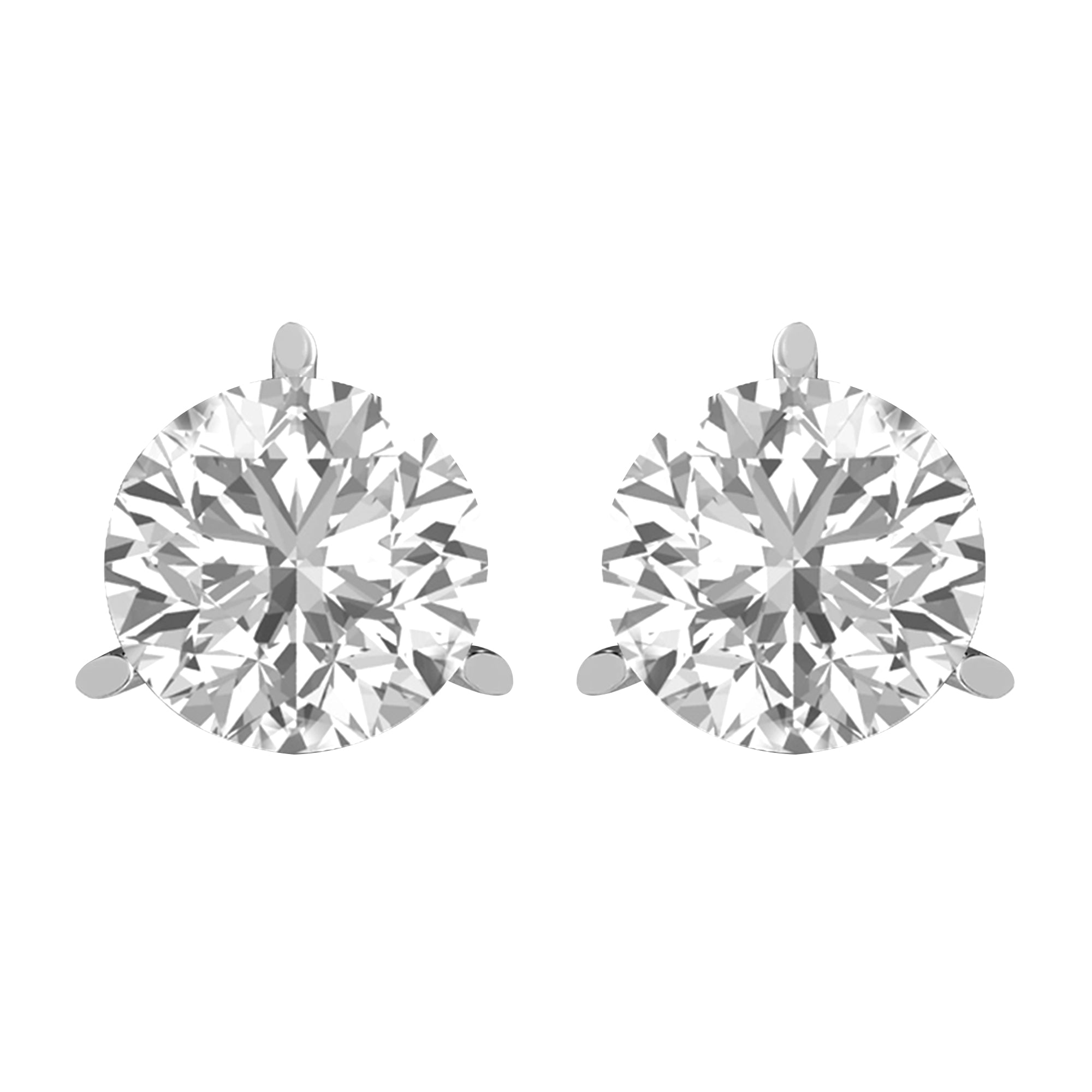 

Серьги-гвоздики с 3 зубцами, 14-каратное золото, круглые выращенные в лаборатории бриллианты 2,50 карата Diamond2Deal, белый