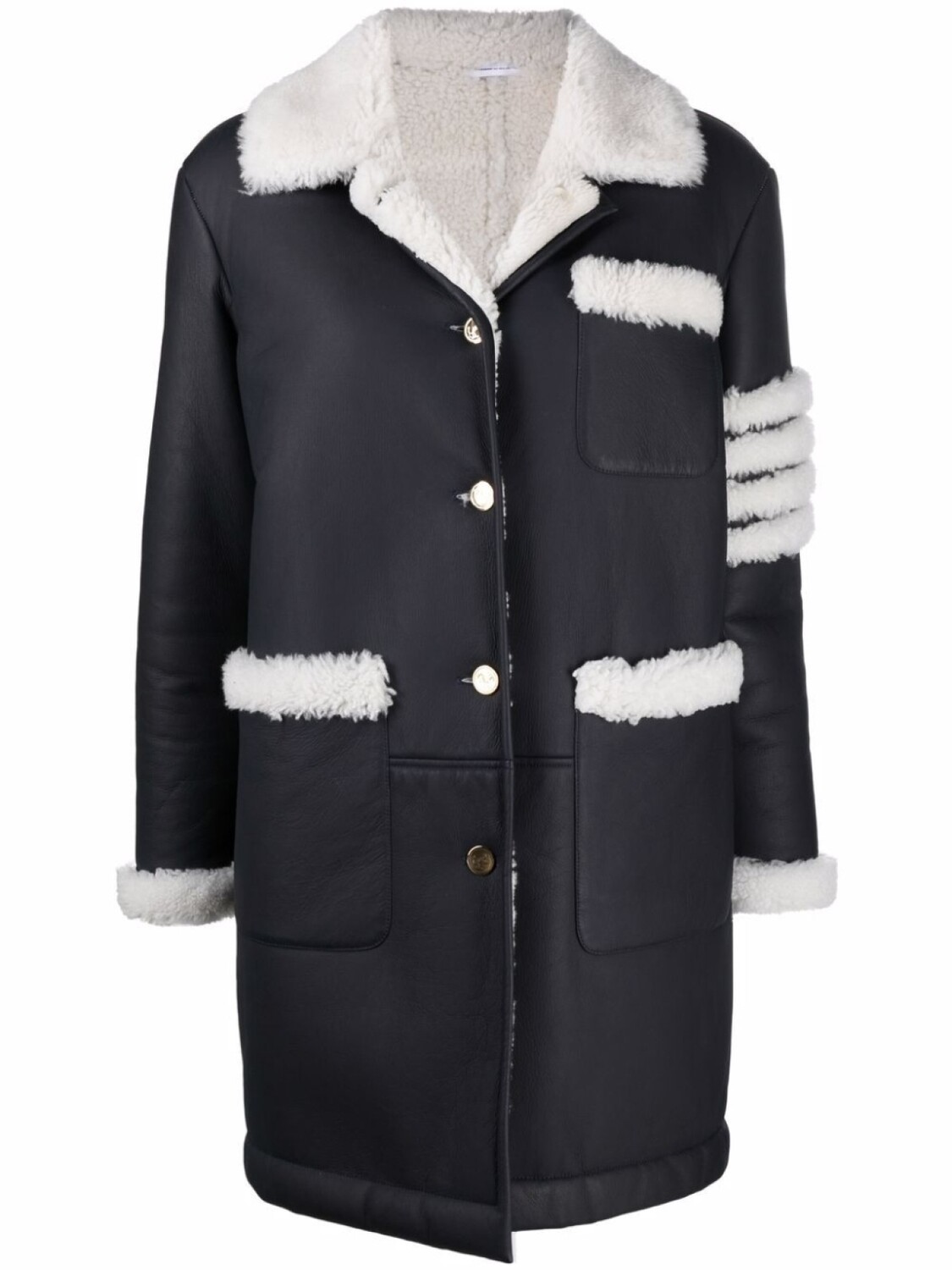 

Thom Browne пальто с полосками 4-Bar, черный