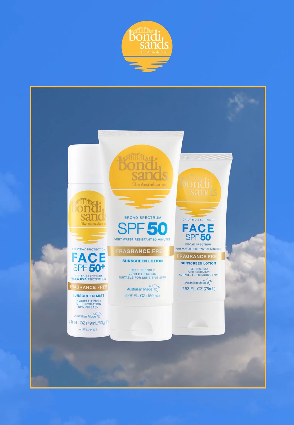 

Защита от солнца BONDI SANDS SPF 50+ FRAGRANCE FREE FACE HYDRATING TINTED LOTION TUBE 75ML Bondi Sands